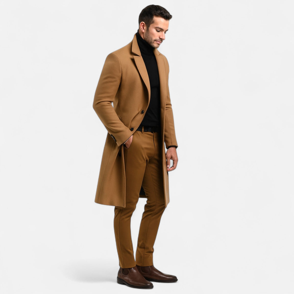 Men's Classic Single-Breasted Coat – Structured Formal Design