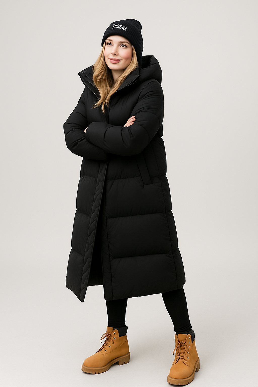 Long Quilted Puffer Jacket for Women with Hood - Winter