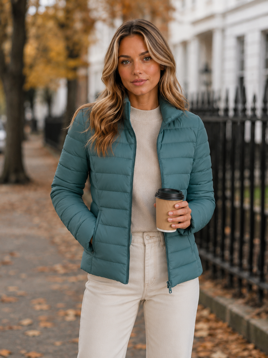 Women’s Lightweight Puffer Jacket – Slim Fit Zip-Up Coat