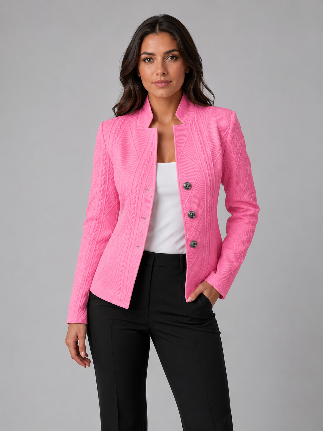 Women's Textured Tailored Blazer – Structured Fit Jacket