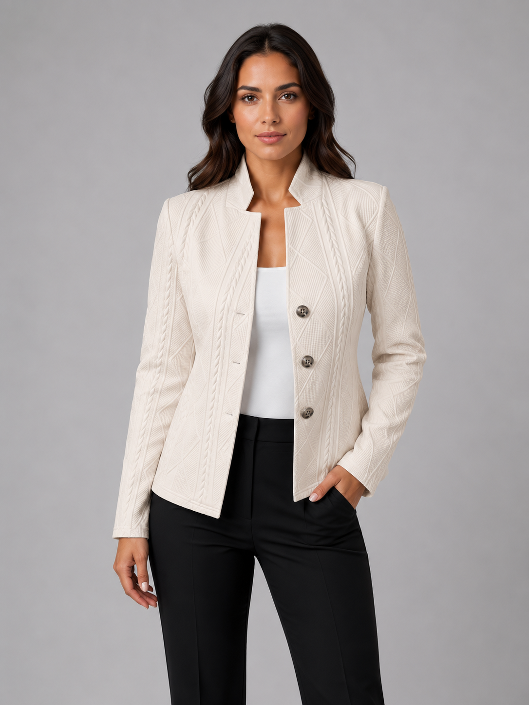Women's Textured Tailored Blazer – Structured Fit Jacket