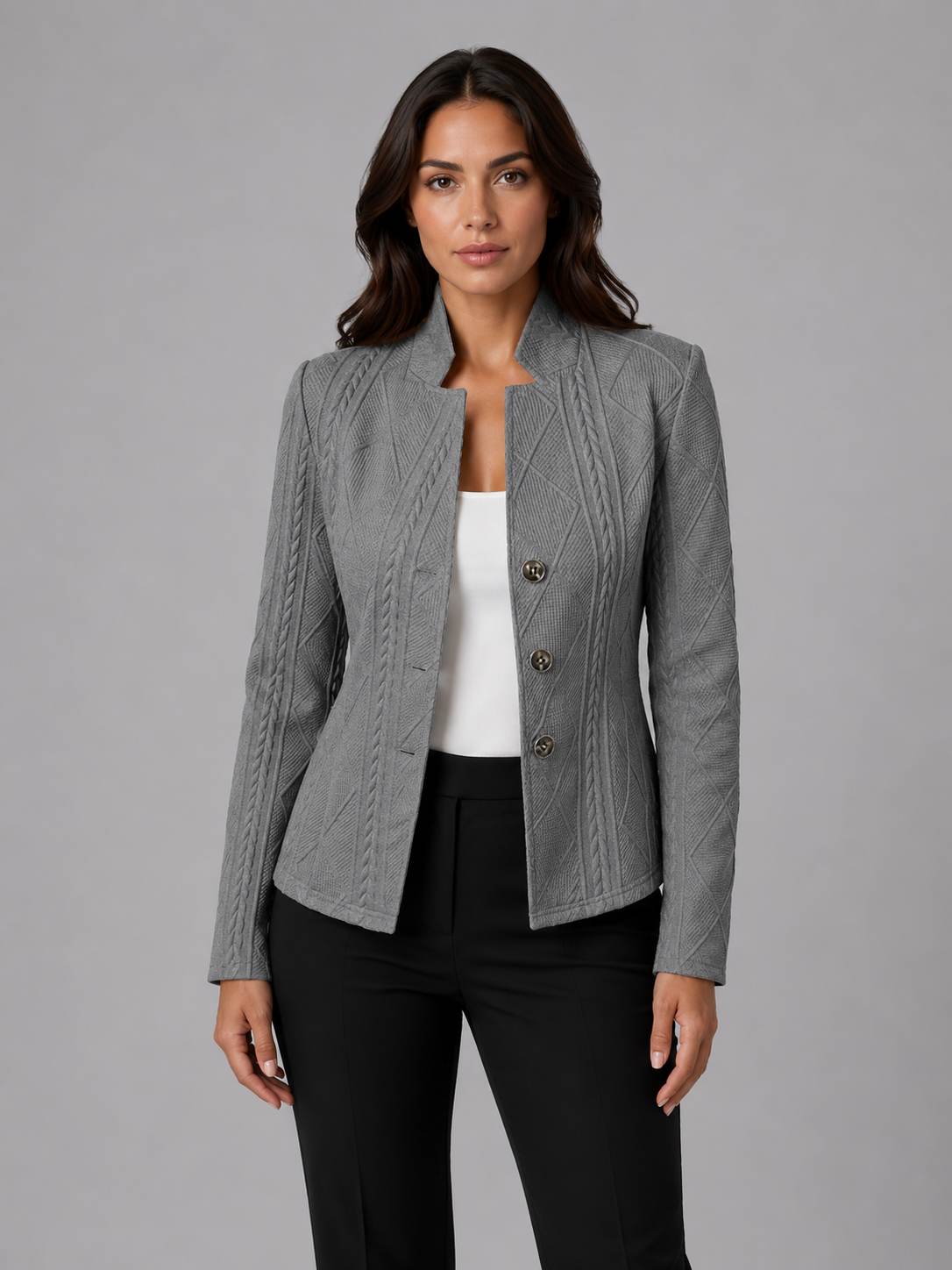 Women's Textured Tailored Blazer – Structured Fit Jacket
