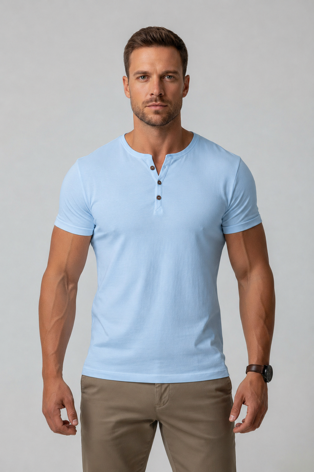 Men’s Henley T-Shirt - Muscle Fit