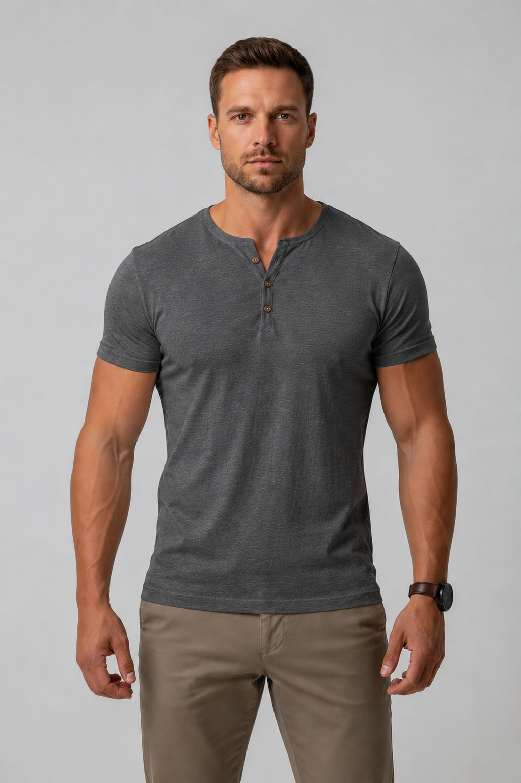 Men’s Henley T-Shirt - Muscle Fit