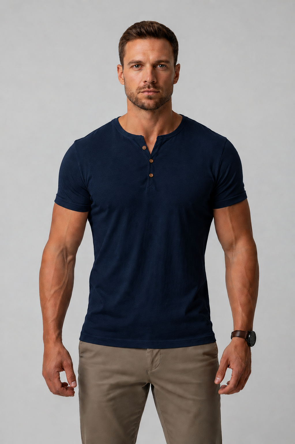 Men’s Henley T-Shirt - Muscle Fit