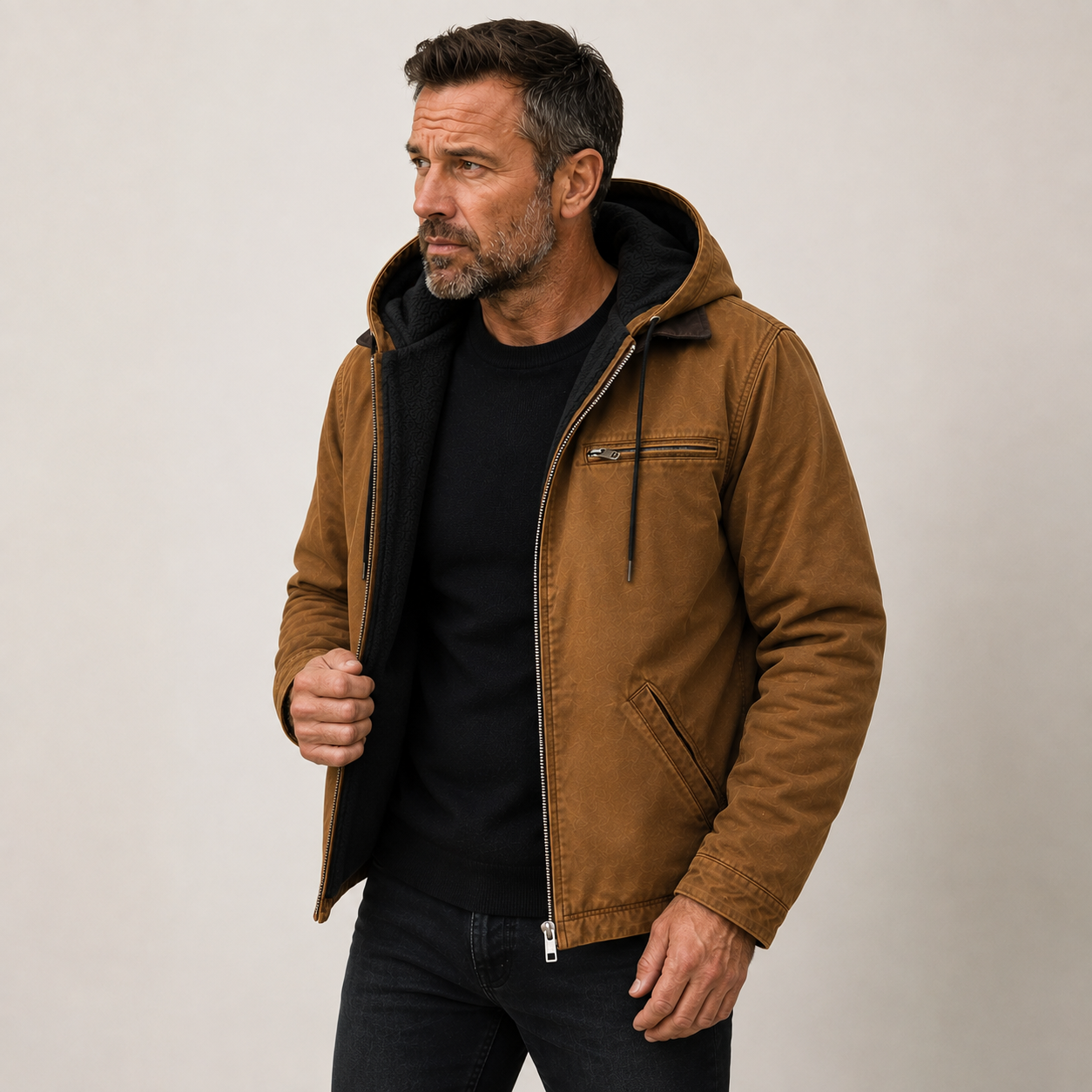 Men’s Hooded Canvas Jacket – Rugged Utility Style