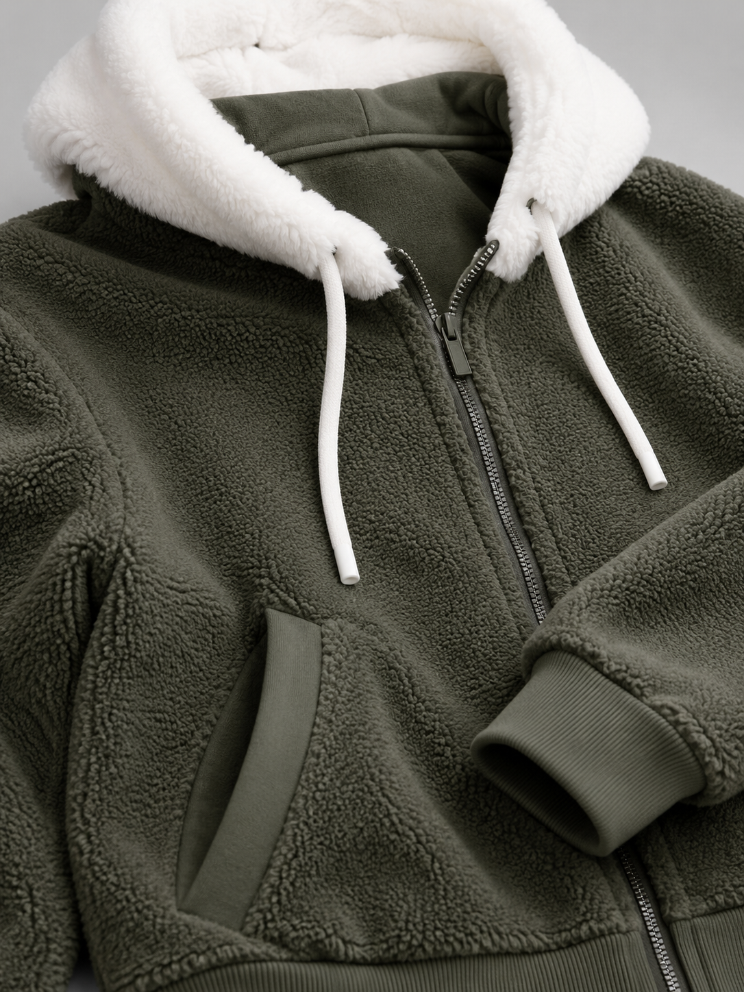 Padded Hooded Jacket with Sherpa Lining for Women