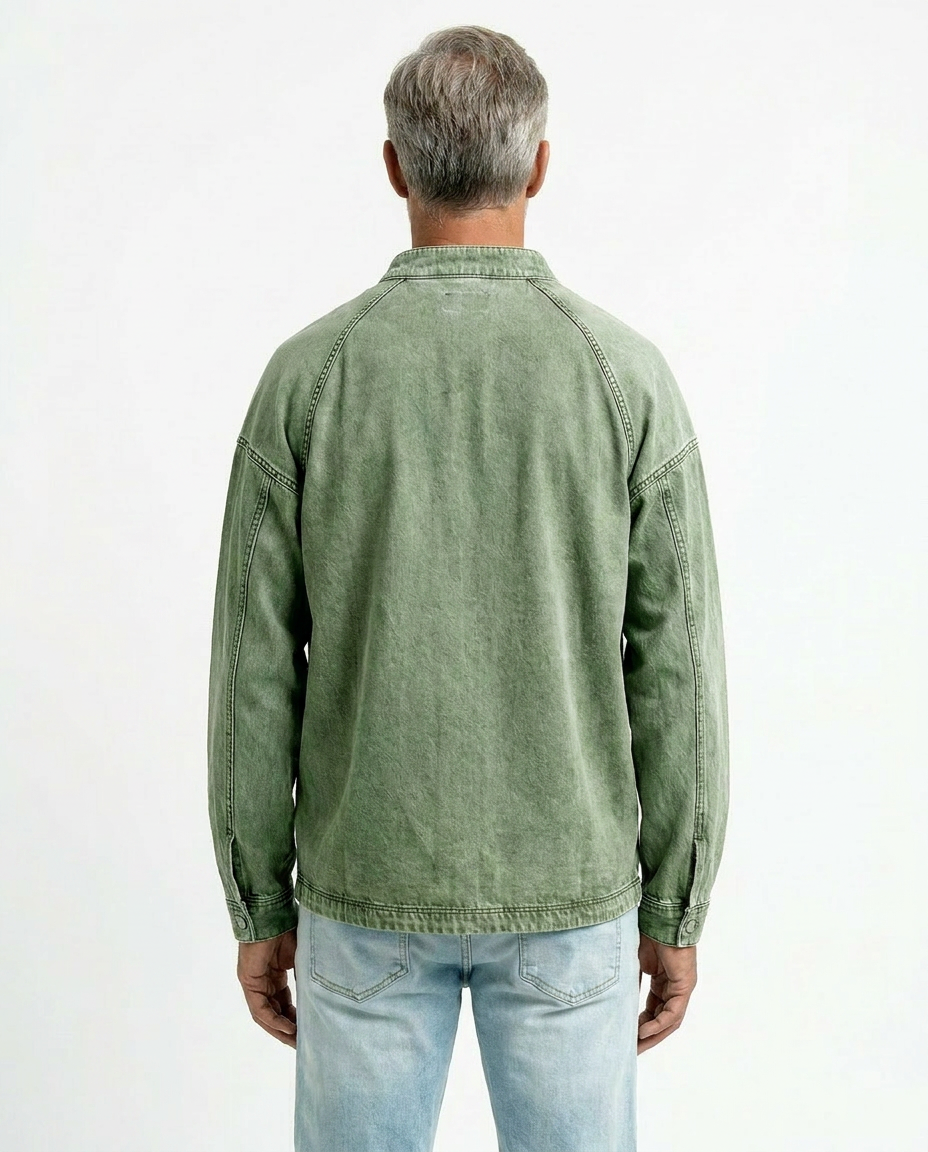 Men’s Vintage Henley Long Sleeve Shirt – Relaxed Faded Look