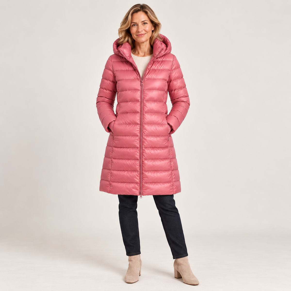 Women's Lightweight Longline Puffer Jacket – Hooded Autumn Coat