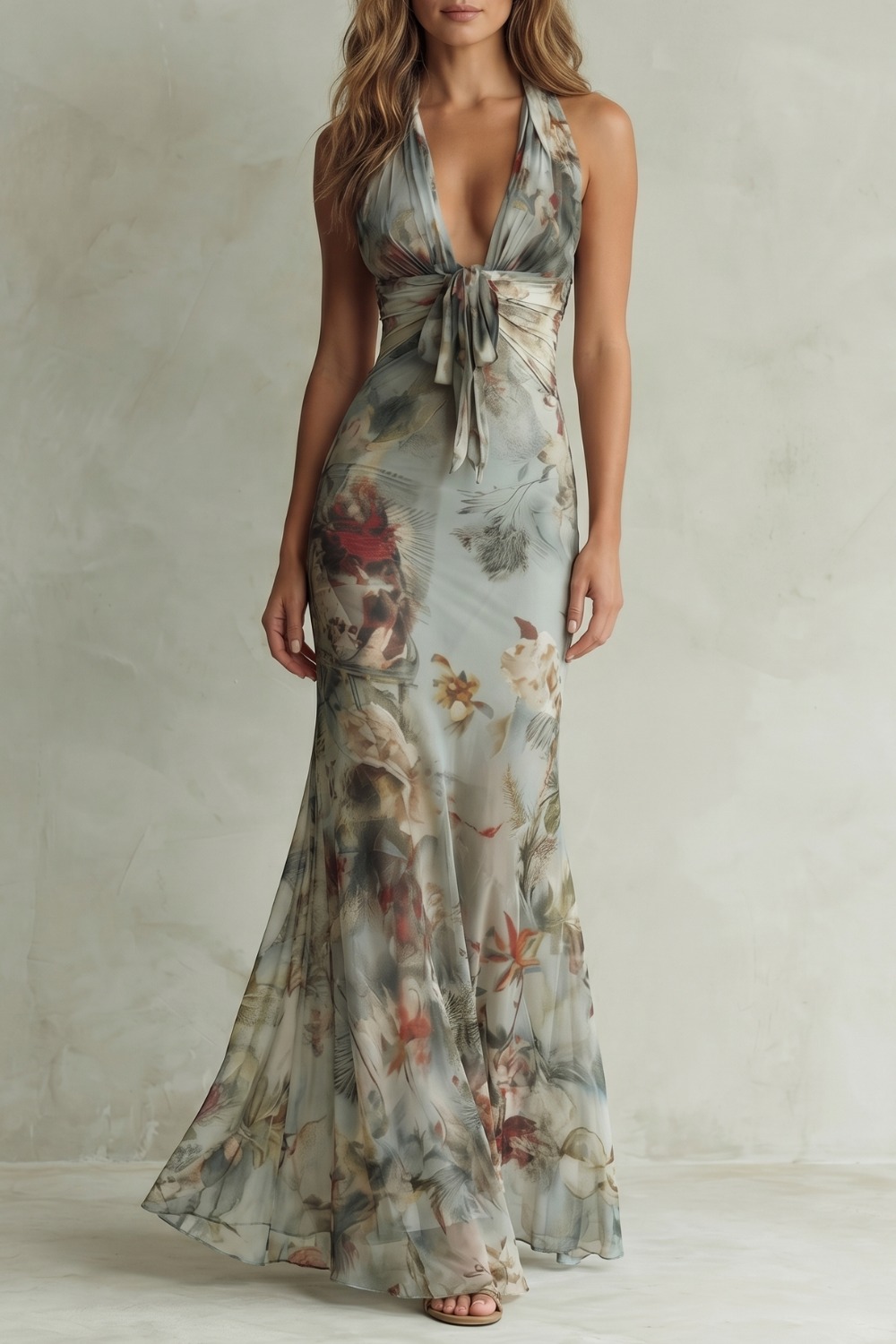 Women's Floral Halter Maxi Dress – Fishtail Occasion Design