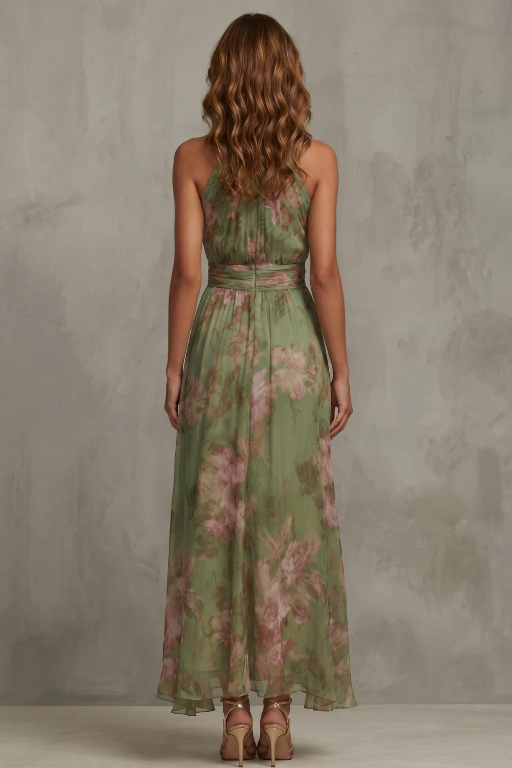Women's Floral Halter Maxi Dress – Flowing Occasion Style