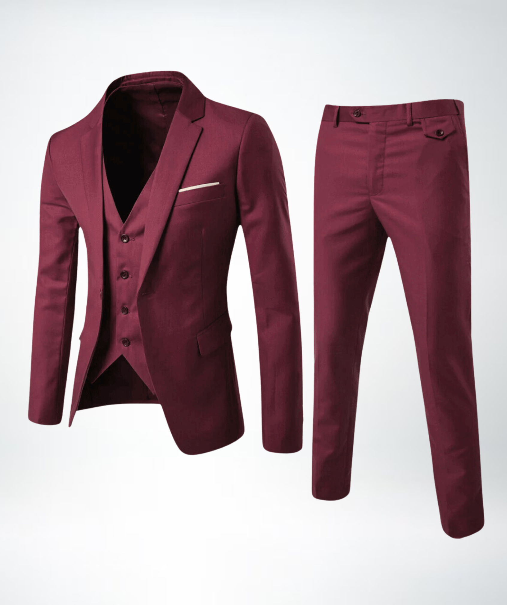 Men's Three-Piece Suit with Waistcoat and Trousers