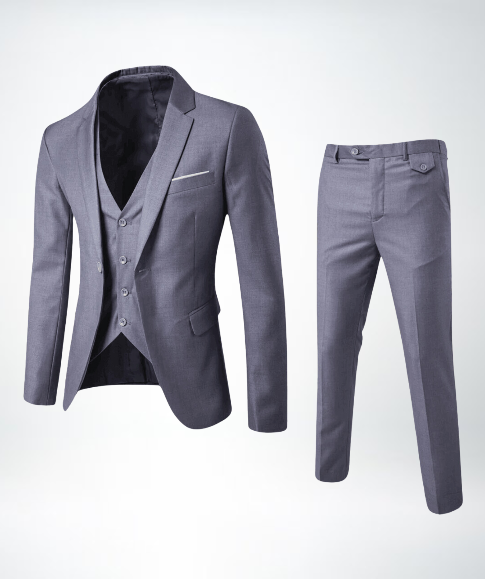 Men's Three-Piece Suit with Waistcoat and Trousers