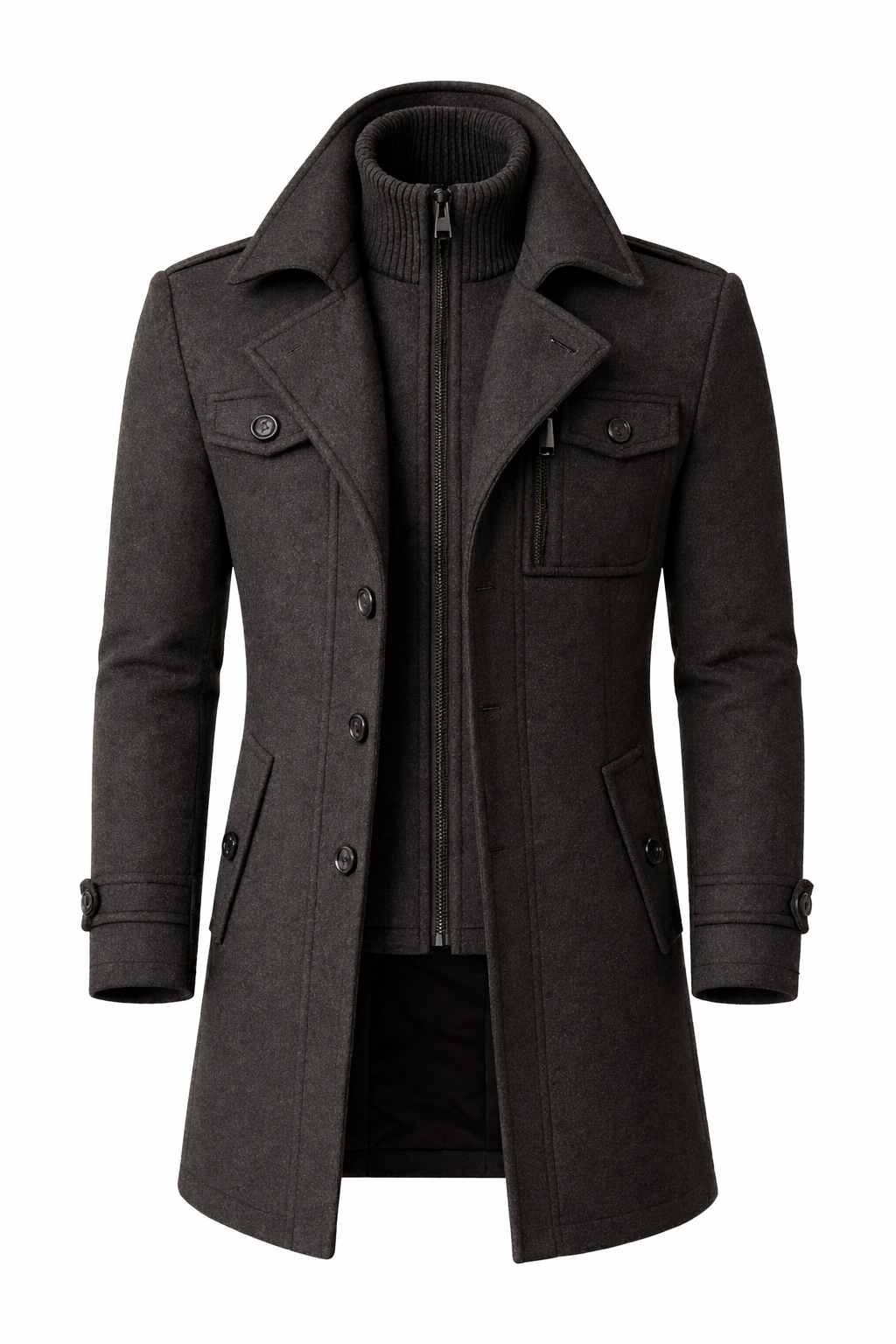 Men's Wool Blend Double-Breasted Overcoat – Long Tailored Winter Coat