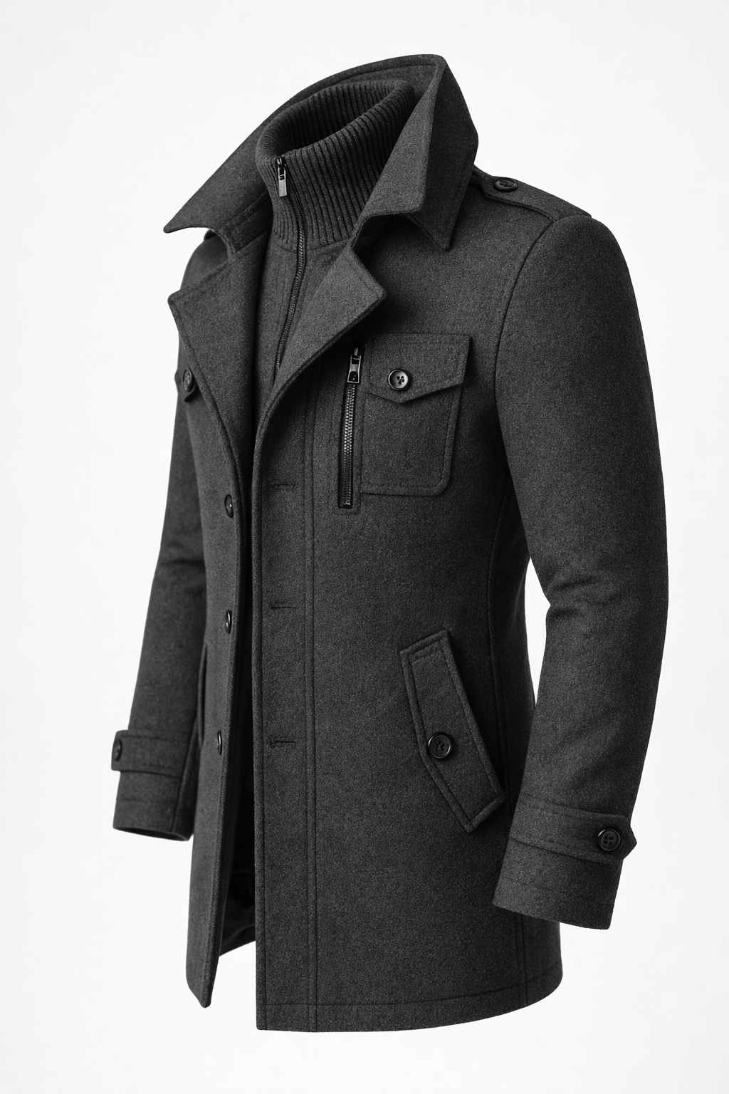 Men's Wool Blend Double-Breasted Overcoat – Long Tailored Winter Coat