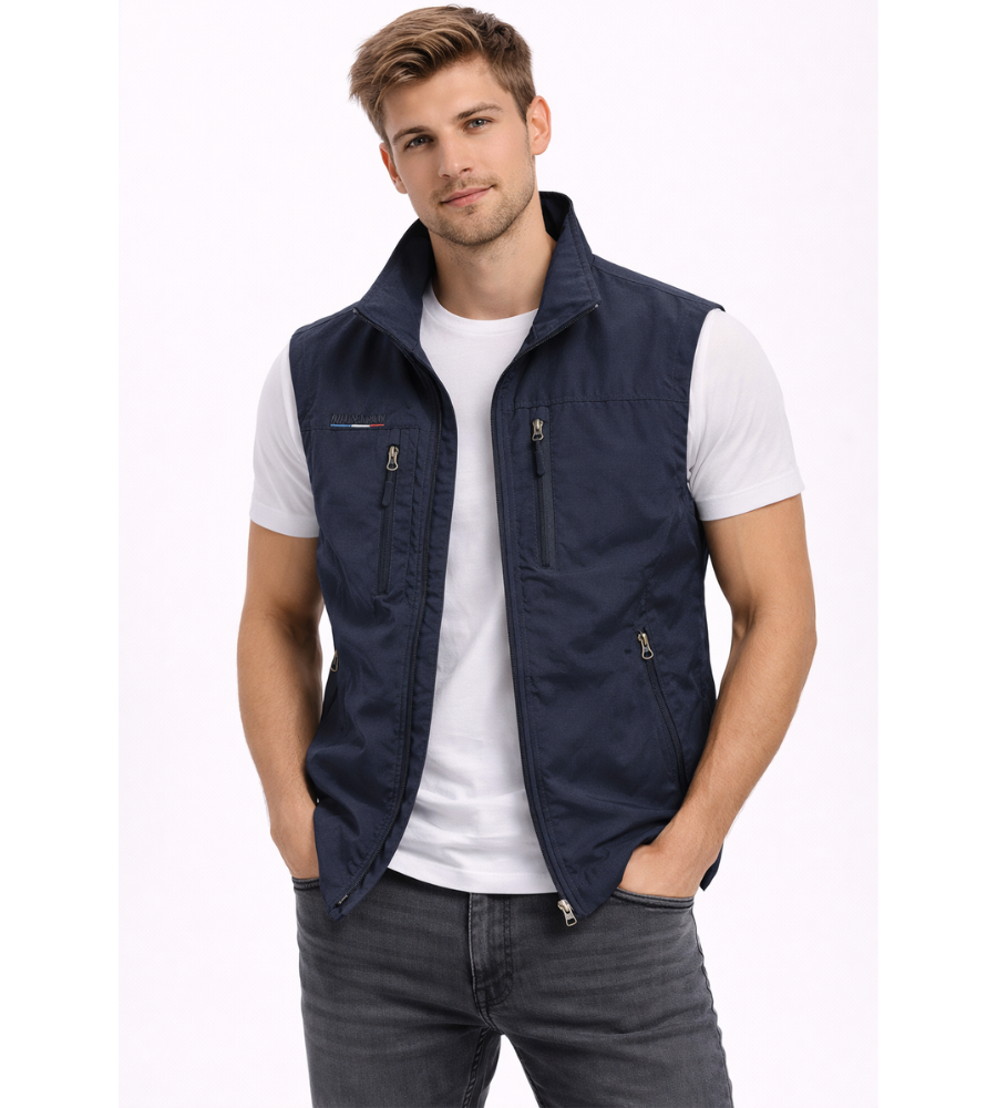 Men's Bodywarmer with Zip and Stand-Up Collar Outdoor Vest