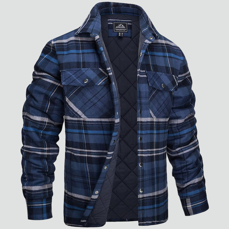 Flannel Men's Overshirt with Check Pattern for Spring