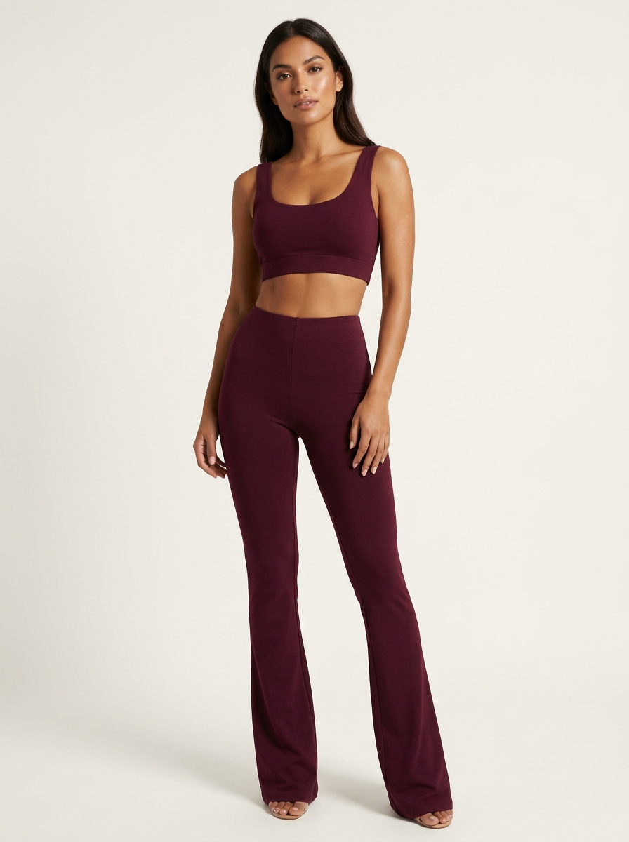 Women's High-Waisted Flared Trousers - Elegant Fit