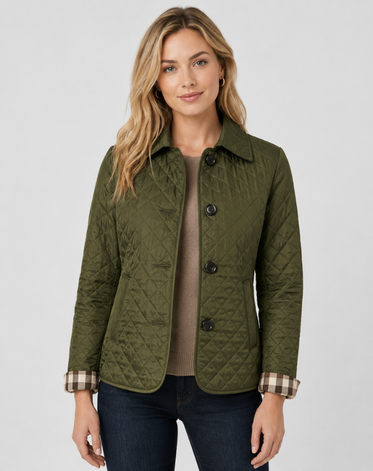 Women's Quilted Jacket – Lightweight Button-Up Transitional Style