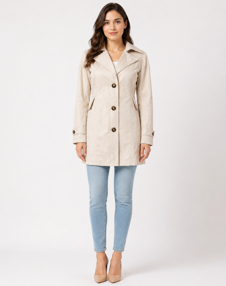 Women's Tailored Trench Coat – Classic Button-Up Design
