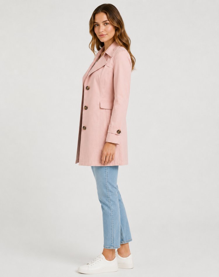 Women's Tailored Trench Coat – Classic Button-Up Design