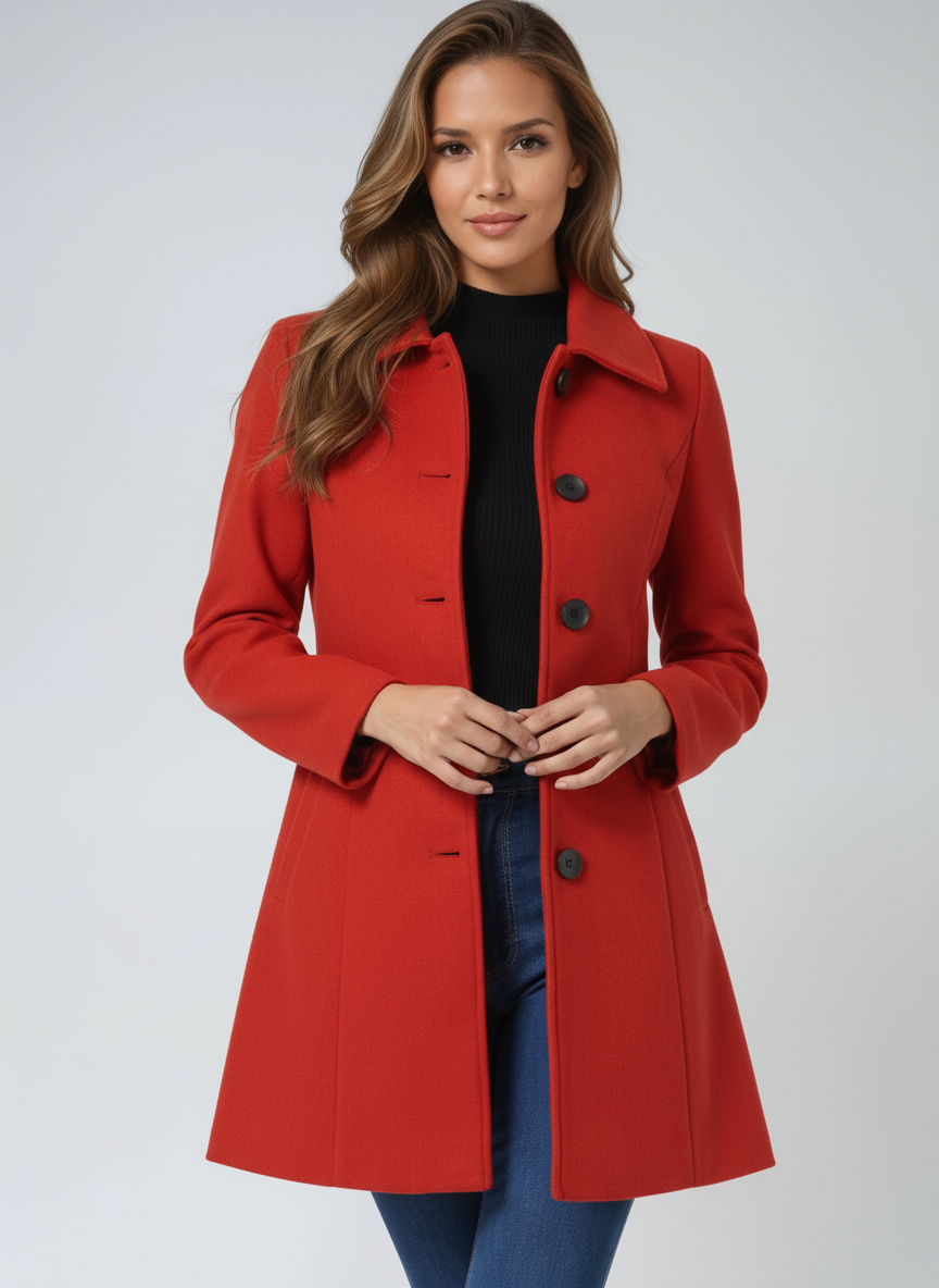 Women’s Single Breasted Trench Coat – Tailored Long A-Line Coat