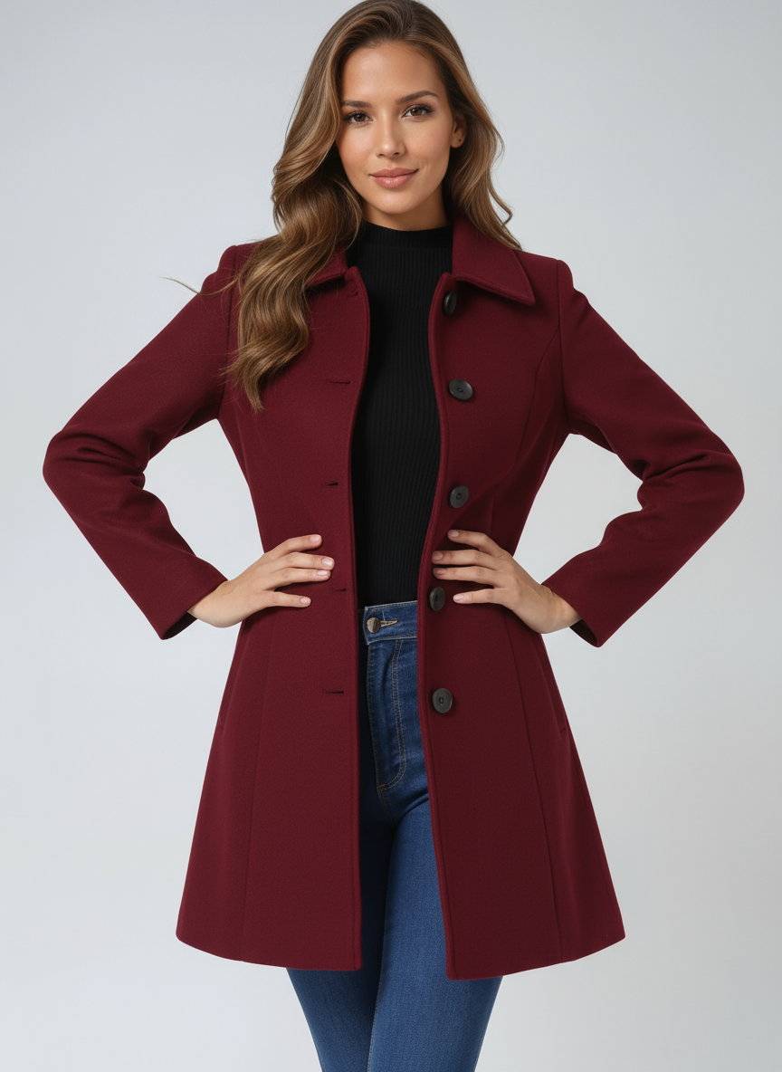 Women’s Single Breasted Trench Coat – Tailored Long A-Line Coat