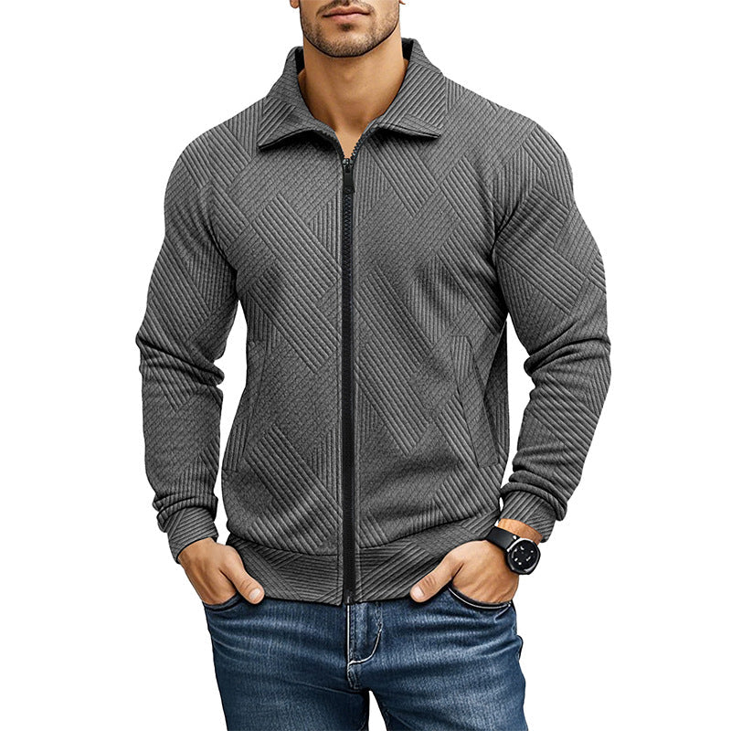 Comfortable Gilet with Ribbed Texture Pattern and Zip for Men