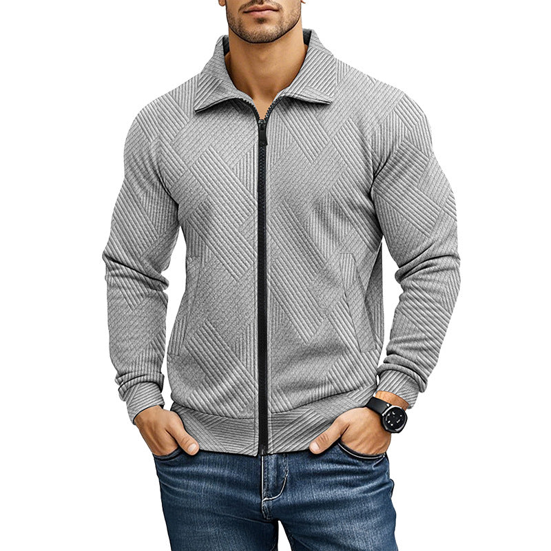 Comfortable Gilet with Ribbed Texture Pattern and Zip for Men