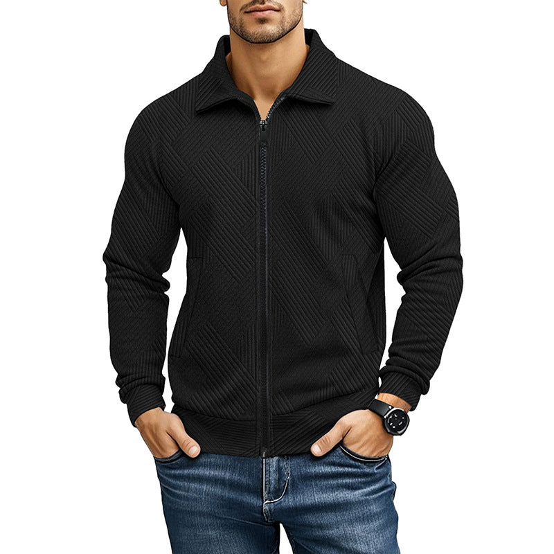 Comfortable Gilet with Ribbed Texture Pattern and Zip for Men