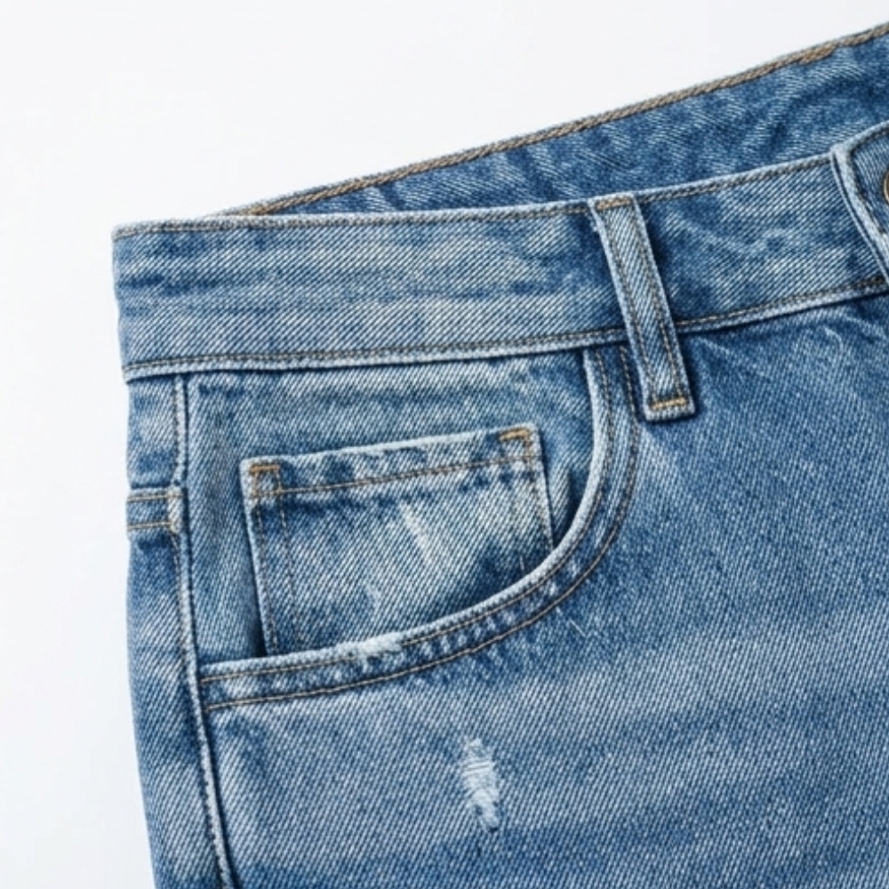 Women's Cropped Straight Leg Jeans – Raw Hem Vintage Wash