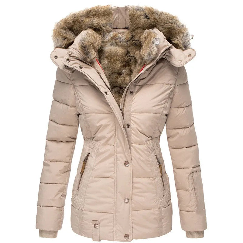Women's Faux Fur Lined Puffer Jacket – Hooded Winter Coat