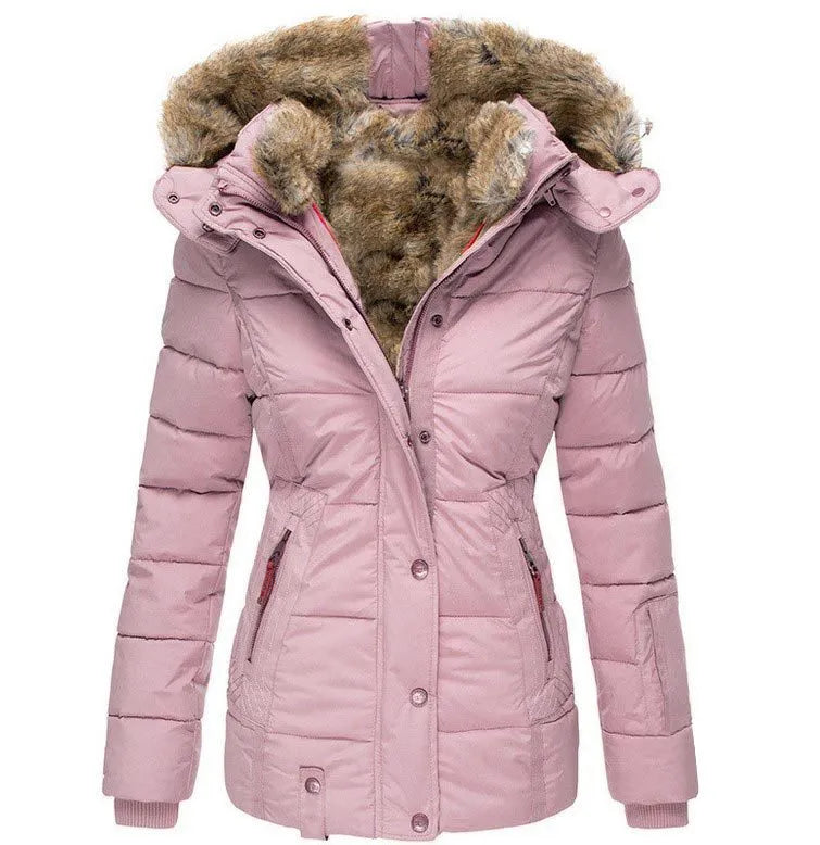 Women's Faux Fur Lined Puffer Jacket – Hooded Winter Coat