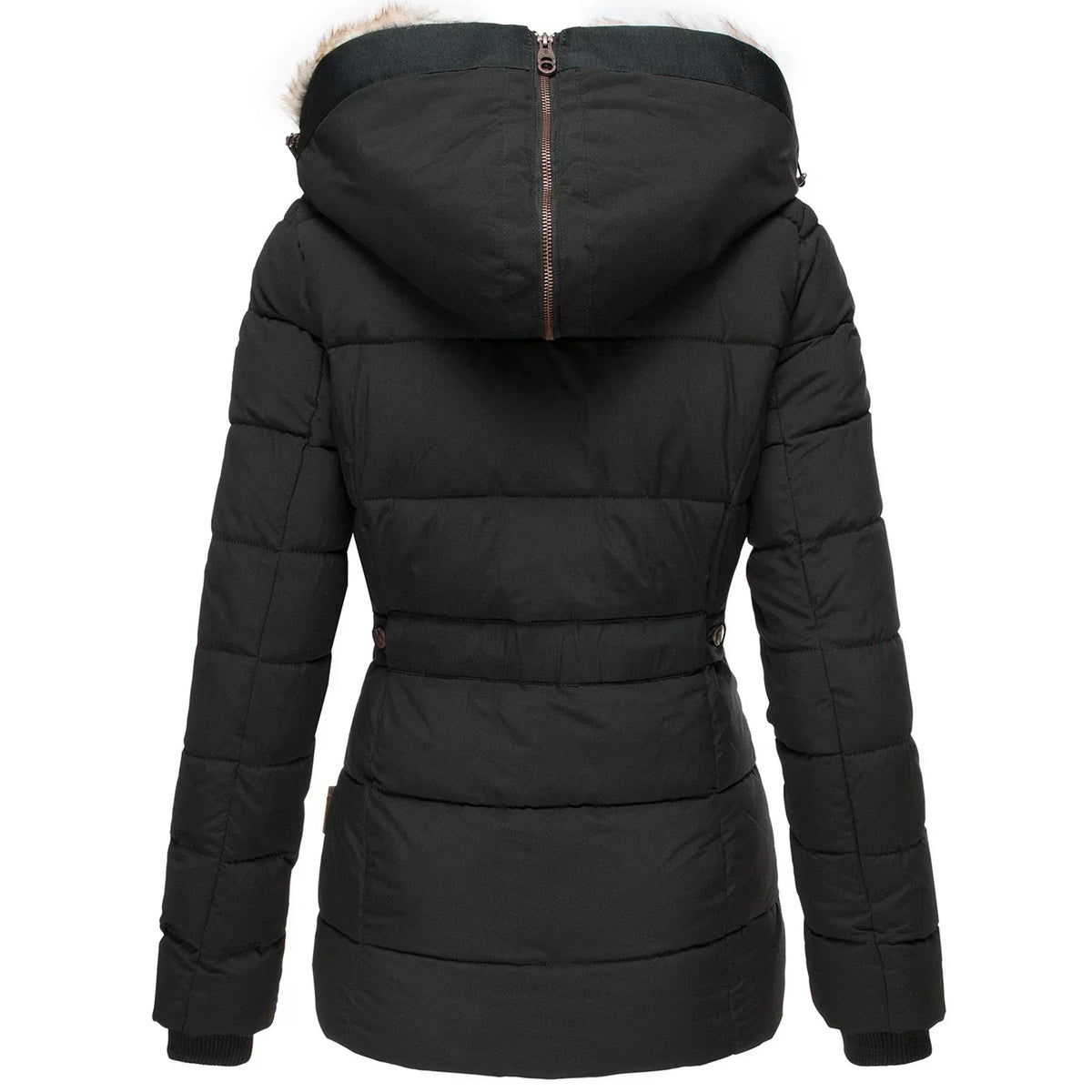 Women's Faux Fur Lined Puffer Jacket – Hooded Winter Coat