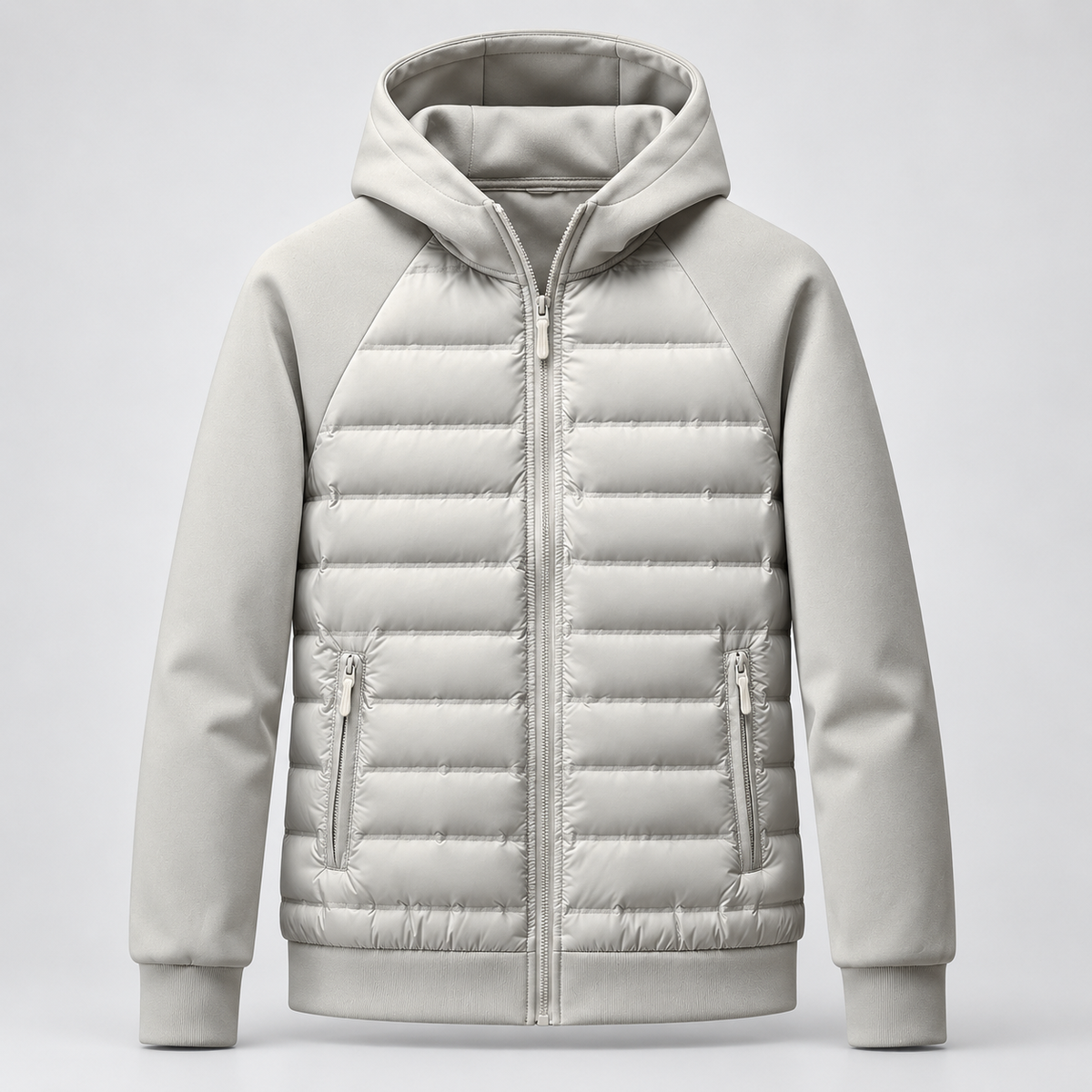 Men's Hooded Quilted Jacket – Padded Hybrid Style