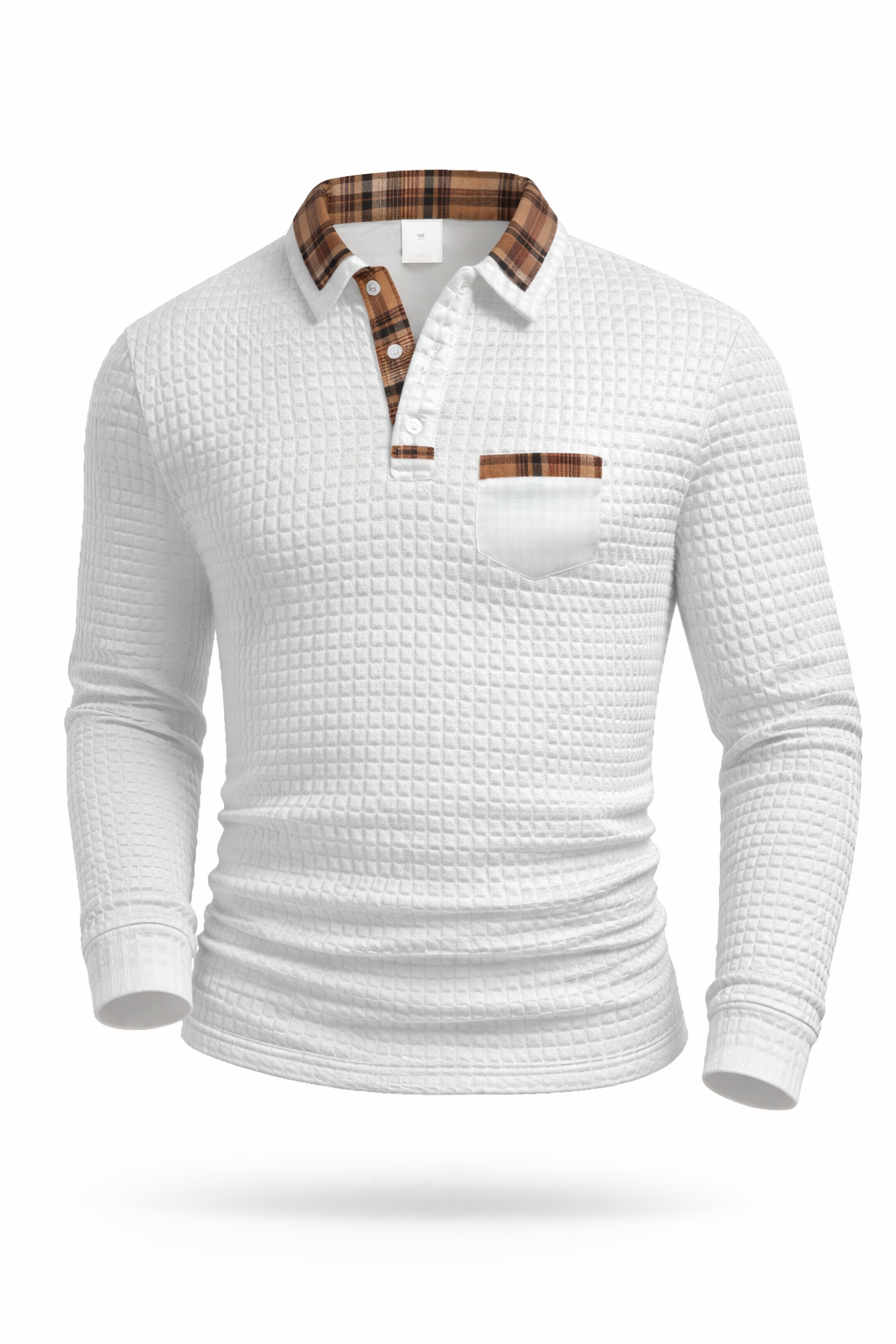 Men's Long Sleeve Polo – Textured Smart Casual Design