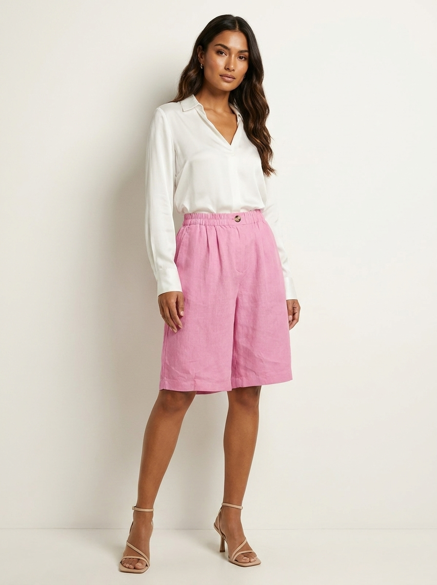Women's Relaxed Bermuda Shorts - Elasticated Waist
