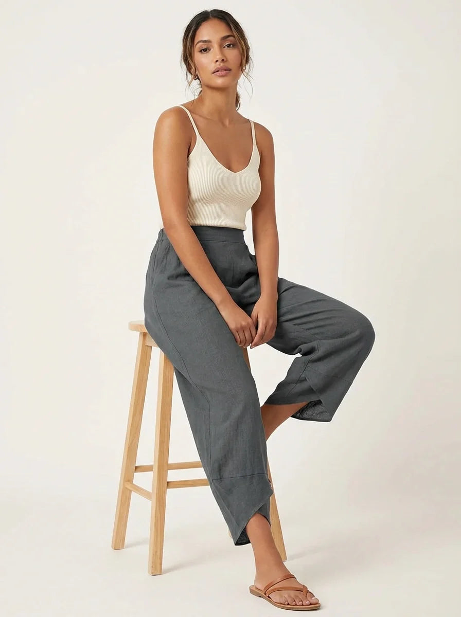 Women's Relaxed Wide-Leg Trousers - Elasticated Waist