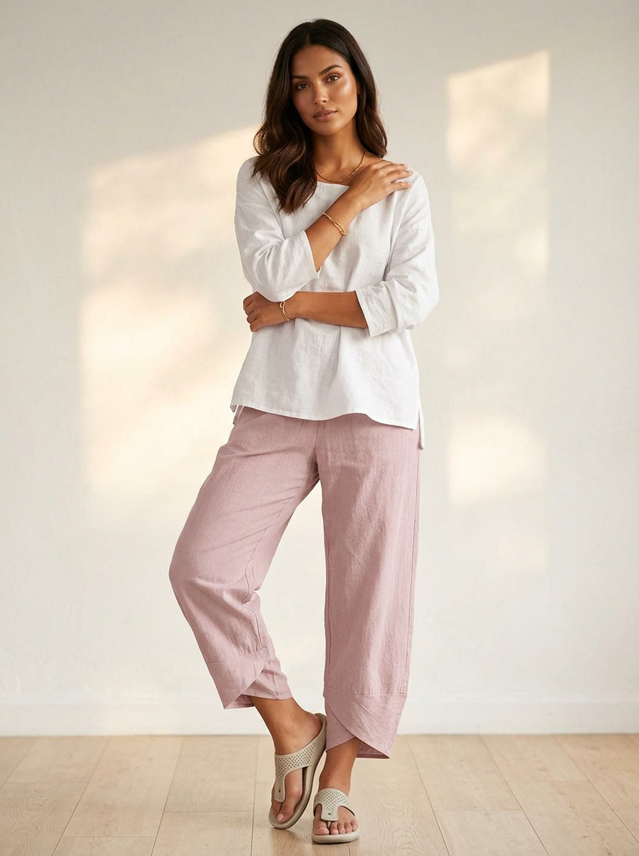 Women's Relaxed Wide-Leg Trousers - Elasticated Waist