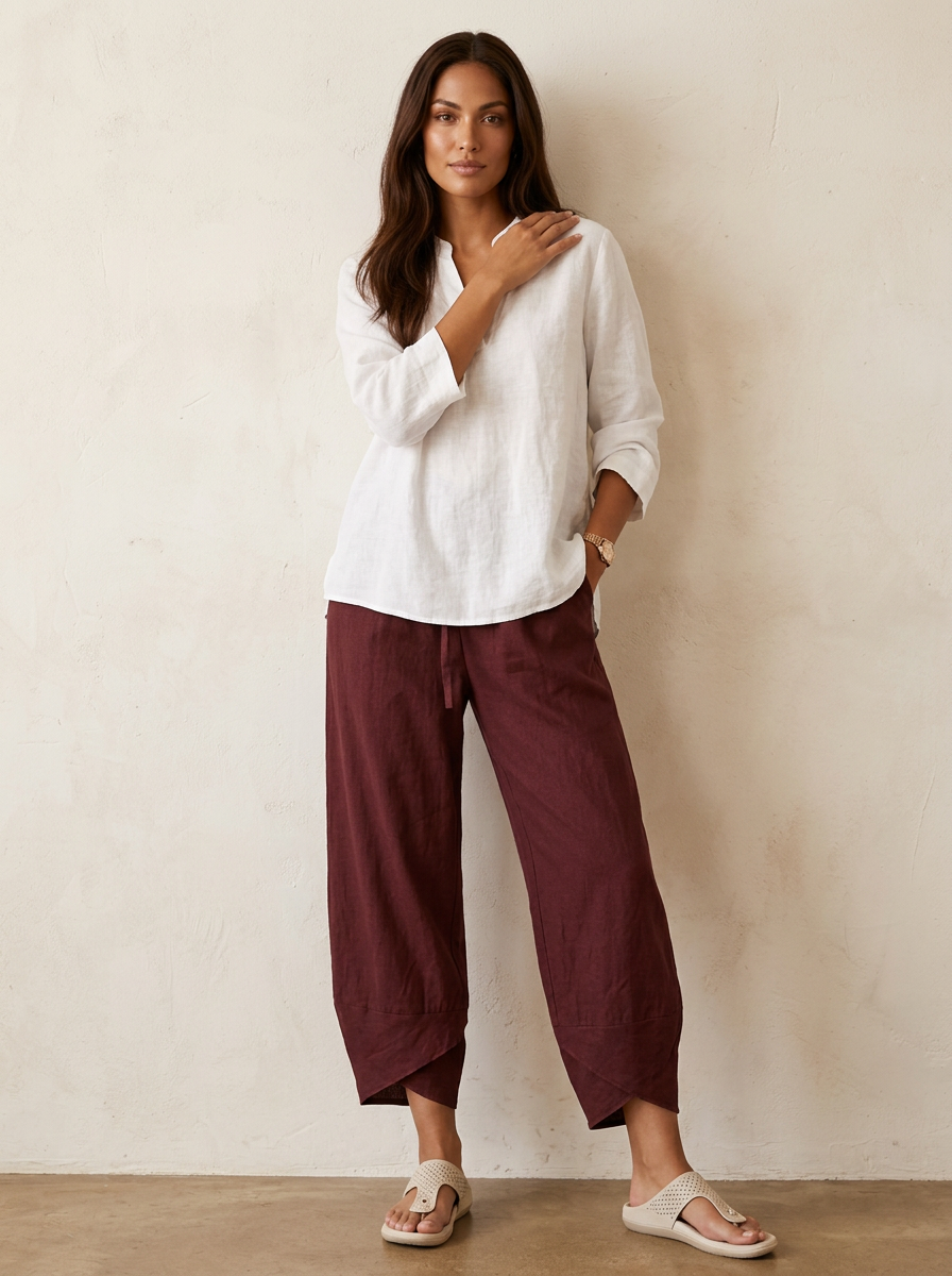 Women's Relaxed Wide-Leg Trousers - Elasticated Waist