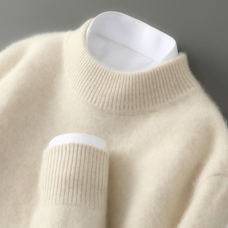 Women's Wool Mock Neck Jumper – Classic Knitted Pullover