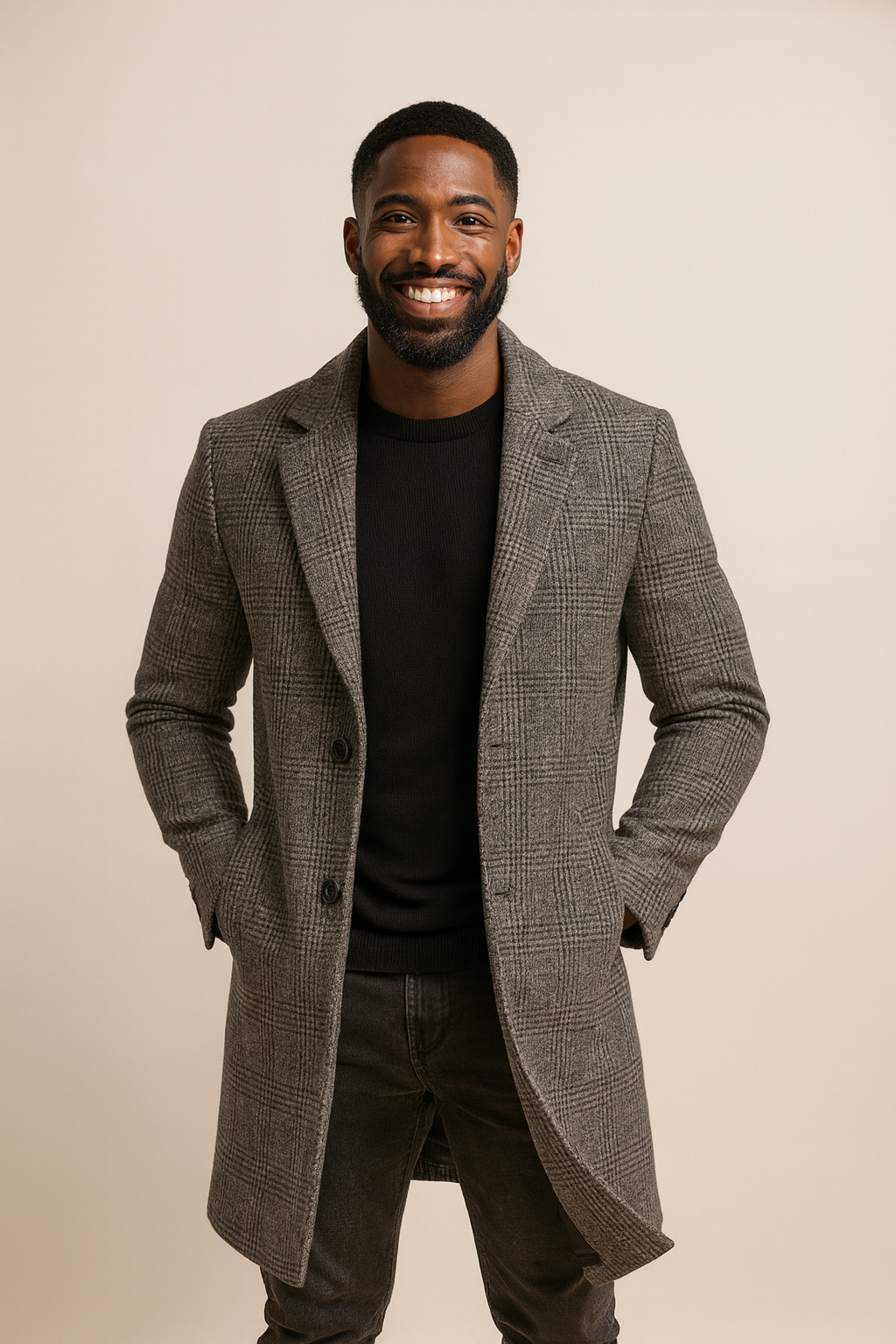 Men's Wool Blend Overcoat – Long Single-Breasted Design