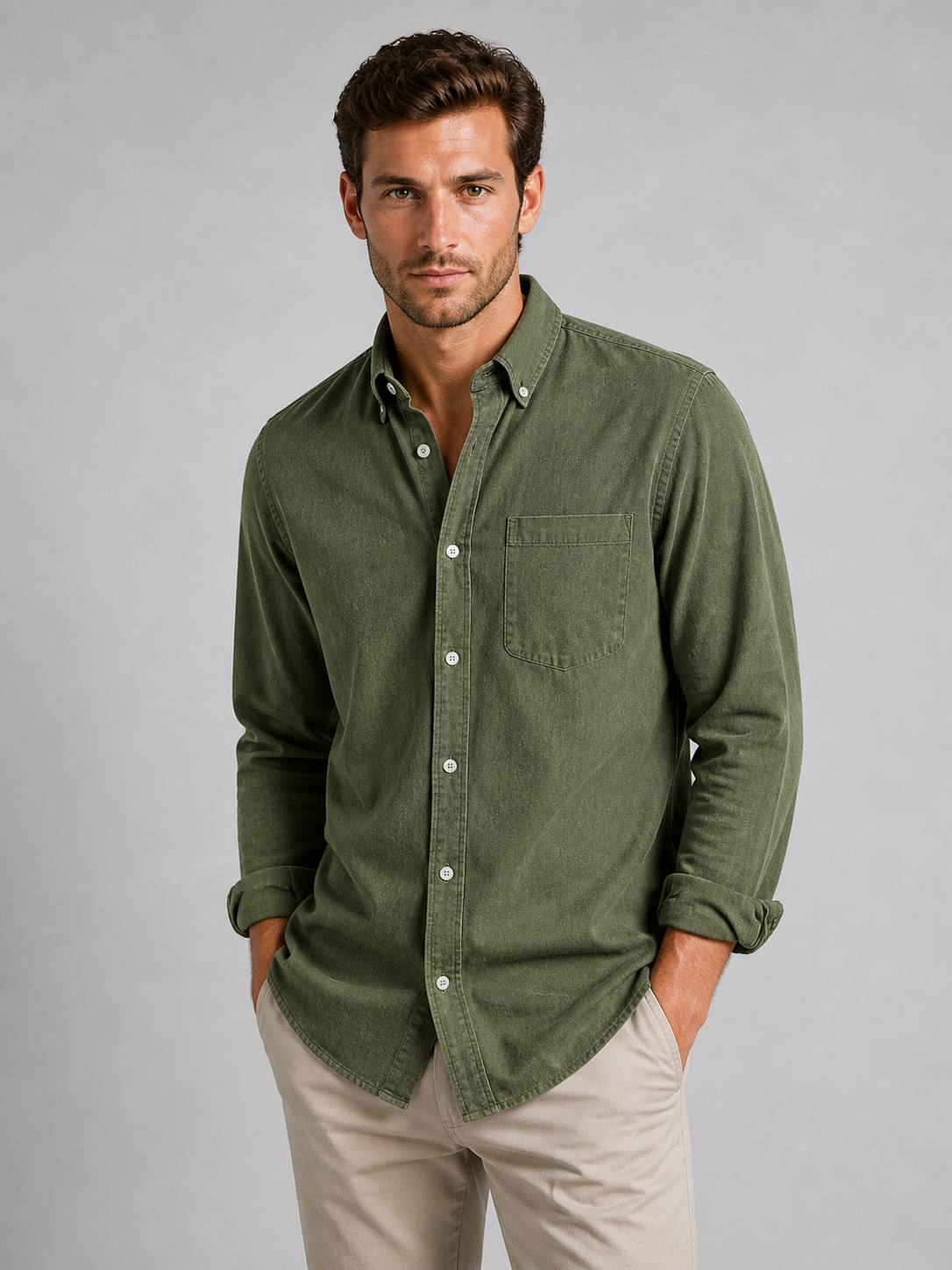 Men’s Casual Button-Down Shirt - Relaxed Everyday Fit