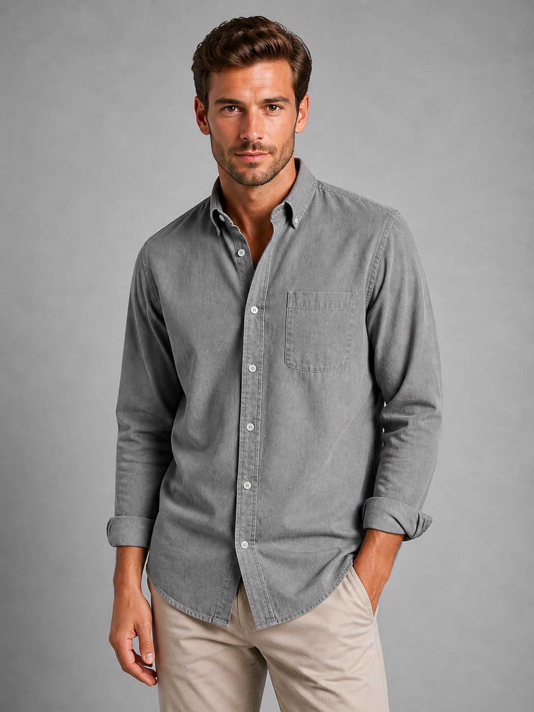 Men’s Casual Button-Down Shirt - Relaxed Everyday Fit