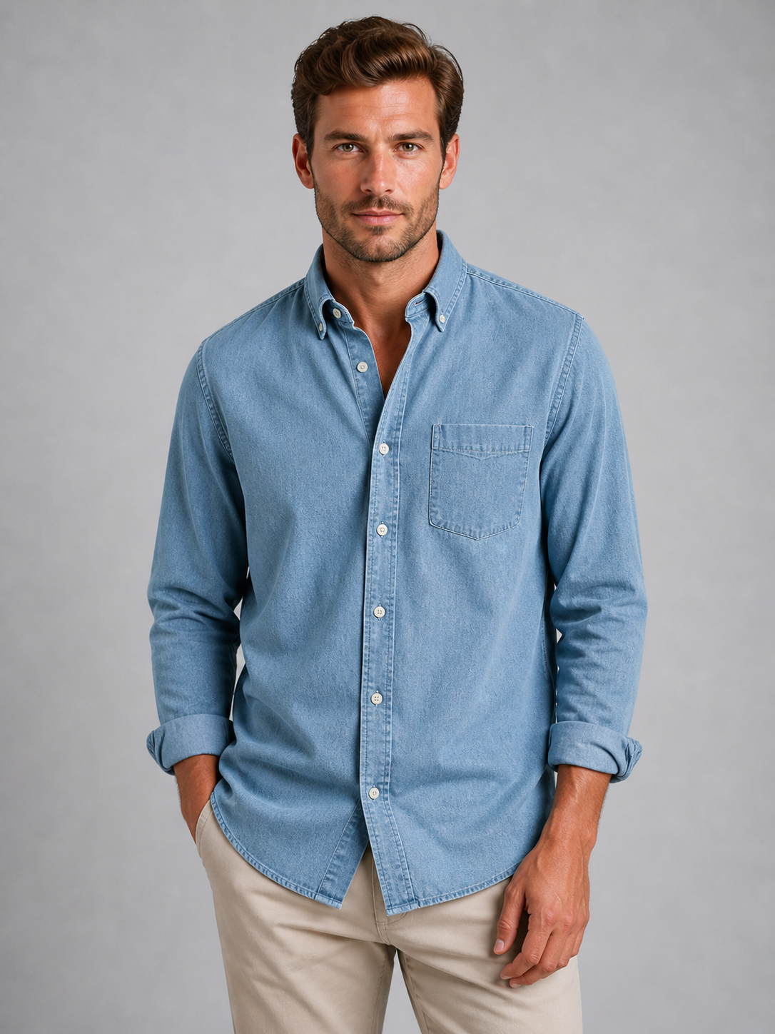 Men’s Casual Button-Down Shirt - Relaxed Everyday Fit
