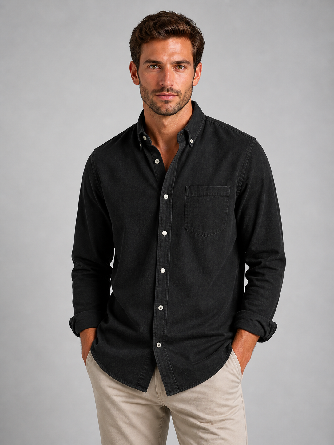 Men’s Casual Button-Down Shirt - Relaxed Everyday Fit