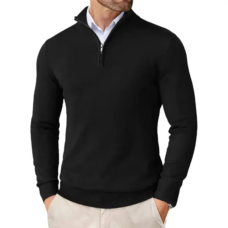 Men's Knitted Half-Zip Jumper - Smart Casual Pullover