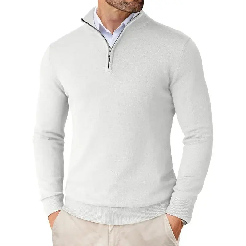 Men's Knitted Half-Zip Jumper - Smart Casual Pullover
