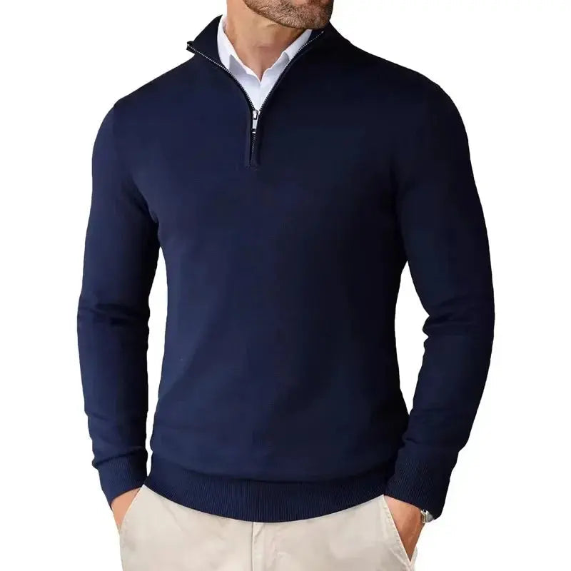 Men's Knitted Half-Zip Jumper - Smart Casual Pullover