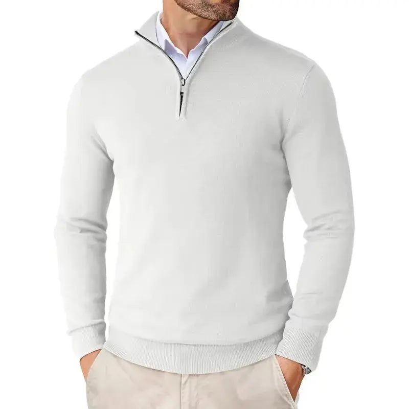 Men's Knitted Half-Zip Jumper - Smart Casual Pullover